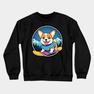 Corgi Ready for Snowboarding Crewneck Sweatshirt